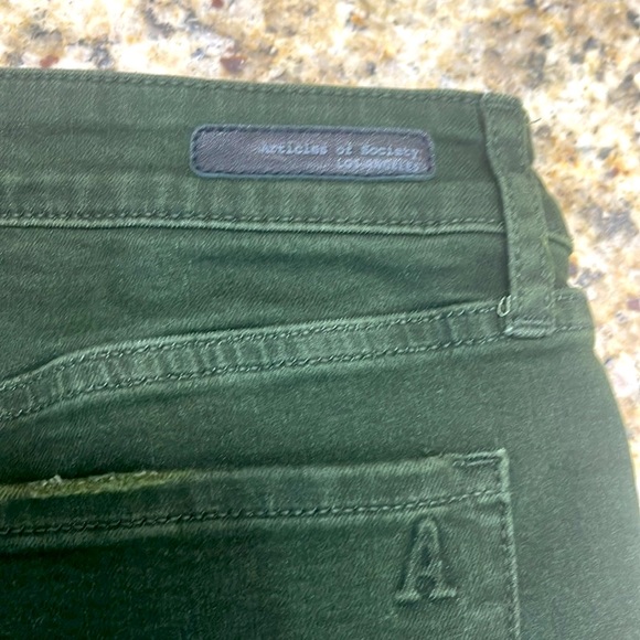 Articles of Society raw hem skinny ankle jeans in olive green size 25 - Picture 7 of 10